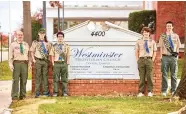  ??  ?? Pictured from left are Scoutmaste­r Jeff Love and Eagle Scouts Jacob Love, Samuel Shadid, Hank Garrett and Daniel Yeaman. [PHOTOS PROVIDED]