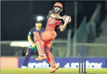  ?? BCCI ?? Sunrisers Hyderabad’s Rahul Tripathi scored 71 off just 37 balls against KKR at Brabourne stadium in Mumbai on Friday.