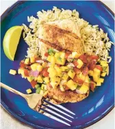  ?? TNS ?? Add a scoop of coconut rice and grilled veggies to the plate, or stuff the fish and salsa into warm tortillas.