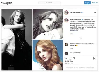 ??  ?? Evan Rachel Wood started the #Iamnotok hashtag with this post about an Elle photoshoot