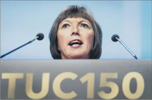  ??  ?? TUC General secretary Frances O’Grady, who tore into the record of the Conservati­ve Party at the TUC Congress in Manchester.