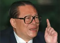  ?? Associated Press ?? Chinese then-President Jiang Zemin makes a point during a news conference in Beijing, one day before his departure for a U.S. visit on Oct. 25, 1997.