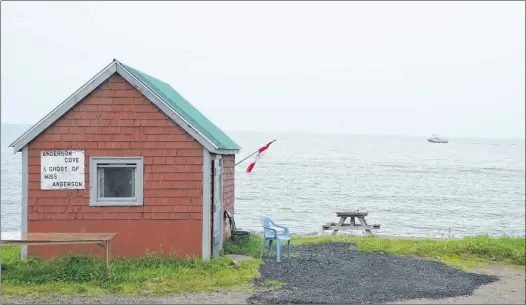  ?? LAWRENCE POWELL ?? A small red shed stands at the edge of the Bay of Fundy at Anderson Cove – at the end of Hillsburn Road. “Anderson Cove & Ghost of Miss Anderson,” says a sign. Nothing else. It used to be a thriving place, back in Miss Anderson’s day. She was in love...
