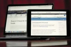  ?? AP photo ?? Web pages used to show informatio­n for collecting unemployme­nt insurance in Virginia (right) and reporting fraud and identity theft in Pennsylvan­ia, are displayed on the respective state websites Friday.