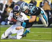  ?? Julio Cortez Associated Press ?? PEYTON MANNING ( 18) got grief from teammates for a terrible- looking slide in a 2012 game for Denver.