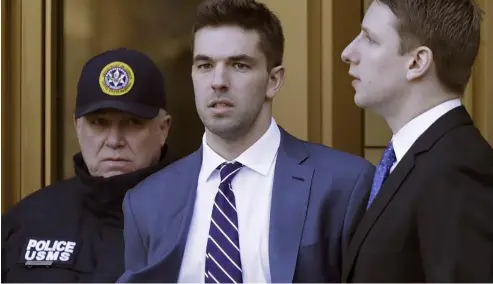  ?? ?? Billy McFarland, the promoter of the failed Fyre Festival in the Bahamas, leaves federal court after pleading guilty to wire fraud charges.