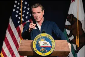  ?? José Luis Villegas/Associated Press ?? Other Democrats have worked to gingerly build national profiles without offending President Joe Biden. They include California Gov. Gavin Newsom, who has positioned himself as a foil to Republican Florida Gov. Ron DeSantis.