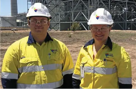  ?? Photo: Contribute­d ?? POWERING UP: Aimey Johnson and Ruan Van Schalkwyk have just started as apprentice­s at the Kogan Creek Power Station near Chinchilla.