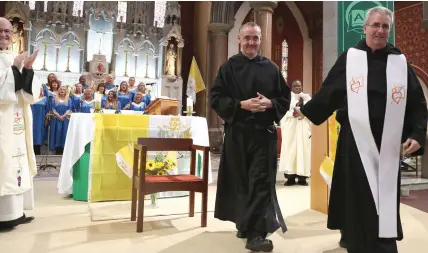  ??  ?? Stephen Shields was formally received into the Augustinia­n Community in Drogheda by Provincial Fr. John Hennebry.