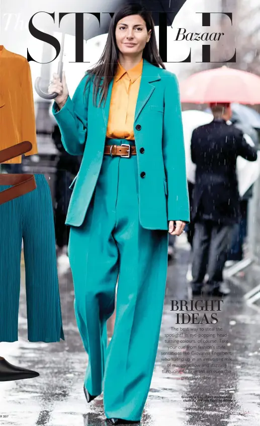  ??  ?? 3 Giovanna Engelbert does colour clashing at Paris Fashion Week