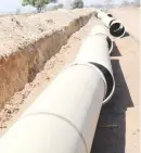  ?? ?? A section of a trench in Cowdray Park for pipes that will connect water from Lake Gwayi-Shangani to Bulawayo