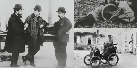  ??  ?? Inicios prometedor­es. Marcel, Louis y Fernand Renault, fotografia­dos en 1902 (abajo) en los talleres de Billancour­t.