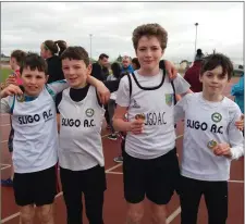  ??  ?? The U13 boys team: Dara Mostyn, Finn Campbell, Hughie Doherty and Sean McCabe.