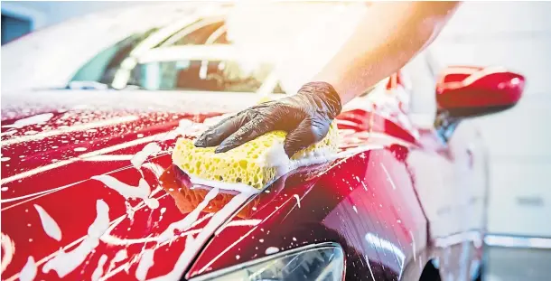  ?? ?? CLEAN UP YOUR ACT: Giving your car a spring clean means your number plate is clean enough to be recognised by ANPR cameras, left. You risk a fine if it is too dirty to be read – or if you spray a pedestrian while driving through a puddle, right.