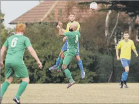  ?? Pictures: Kevin Shipp ?? SOMETHING HAD TO GIVE Meon Milton (yellow) and Mob Albion both entered last weekend’s game at Cockleshel­l Gardens having won their first two MidSolent League matches. And it was Meon who maintained their 100 per cent run with a 3-2 success against Alex Bone’s newcomers