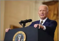  ?? DOUG MILLS — THE NEW YORK TIMES ?? President Joe Biden addresses a news conference in the East Room of the White House in Washington on Wednesday, Jan. 19, 2022.