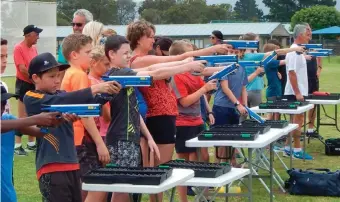  ??  ?? Athletes practising at the shooting station at the Glenwood House event.