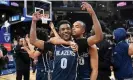  ?? Quinn Harris/Getty Images ?? Bronny James (#0) celebrates a win for Sierra Canyon in February. Photograph: