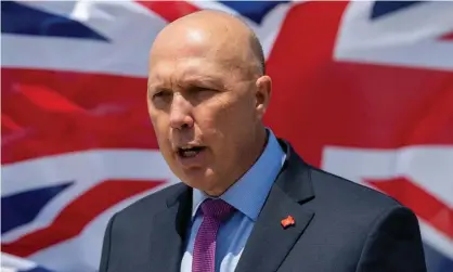  ?? Photograph: Richard Wainwright/AAP ?? Australian defence minister Peter Dutton has linked French anger at the cancelled submarine project to ‘posturing’ ahead of elections in France.