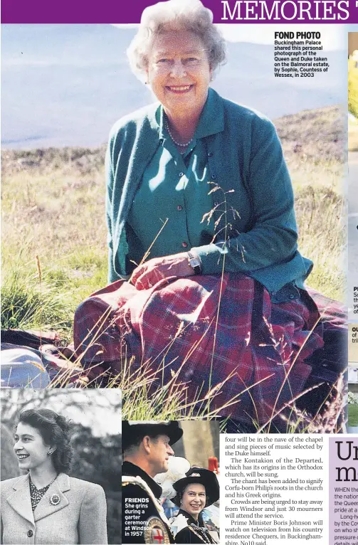  ??  ?? FOND PHOTO Buckingham Palace shared this personal photograph of the Queen and Duke taken on the Balmoral estate, by Sophie, Countess of Wessex, in 2003