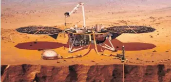  ??  ?? ► Recreación artística de la nave en la superficie de Marte.