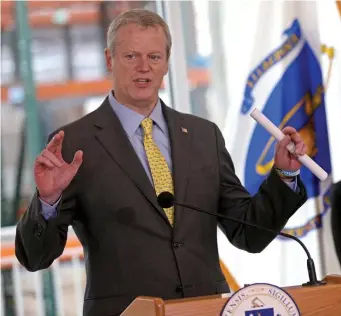  ?? MATT STONE / HERALD STAFF FILE ?? MORE TIME TO PAY: Gov. Charlie Baker announced Thursday that some small business tax deadlines, including meals and sales taxes, have been extended, to help companies struggling with the coronaviru­s crisis.