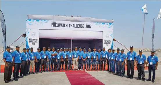  ??  ?? ⇧ 29 Volvo mining truck driver from 29 customers at the 8th Volvo Fuelwatch Challenge at Singrauli.