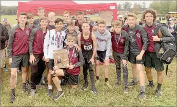  ?? Photo submitted ?? The Siloam Springs boys cross country team won the 5A-West Conference championsh­ip on Tuesday at Vilonia. The Panthers and Lady Panthers, who finished second at the meet, will run Saturday in the Class 5A state meet at Oaklawn Park in Hot Springs.