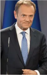  ??  ?? Conciliato­ry: Donald Tusk yesterday