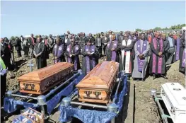  ?? Picture: SUPPLIED ?? FINAL GOODBYE: The last service for Methodist Reverend Mandisi Mphithi in Macleantow­n who, with his wife and three children, was killed in a fire that destroyed their home in Cala a week ago.