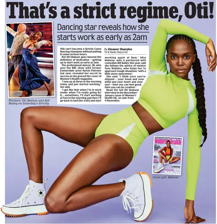  ??  ?? Partners: Oti Mabuse and Bill Bailey on Saturday’s Strictly
Cover girl: Mabuse