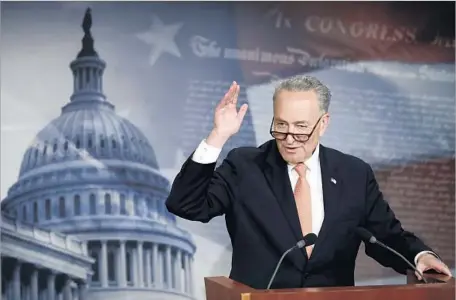  ?? Manuel Balce Ceneta Associated Press ?? SENATE Minority Leader Charles Schumer boasted that the budget deal reached Sunday showed Democrats could still leverage power.