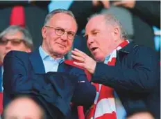  ?? Rex Features ?? Bayern Munich chairman Karl-Heinz Rummenigge watches as his team run riot against Bayer Leverkusen.