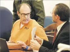  ??  ?? PUBLIC DEFENDER Scott Sanders, right, confers with his client, Scott Dekraai, during a death penalty hearing on March 12, 2015.