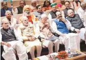  ??  ?? PM Modi with his team during BJP parliament­ary party meeting in New Delhi on Tuesday