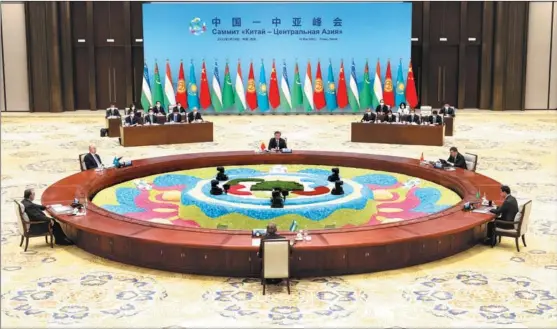  ?? DING HAITAO / XINHUA ?? President Xi Jinping chairs the first China-Central Asia Summit and delivers a keynote speech in Xi’an, Shaanxi province, on May 19.