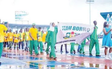  ?? ?? Team Borno during the opening ceremony of the 2023 National Youth Games in Asaba, Delta State