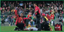  ?? PICTURE: BACKPAGEPI­X ?? Patrick Lambie is injured by a tackle from CJ Stander of Ireland during a match in the 2016 test series between South Africa and Ireland at Newlands Stadium on June 11.