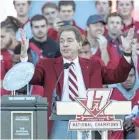  ?? MARVIN GENTRY/USA TODAY SPORTS ?? Coach Nick Saban speaks at Alabama’s national championsh­ip celebratio­n.