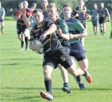  ?? Tarleton’s Dan Mallinson outpaces the Ormskirk defence during their 106-3 thrashing of ‘Kirk ??