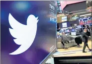  ?? ASSOCIATED PRESS ARCHIVES ?? Twitter’s stock is surging as investors are forgiving the company’s drop in subscriber­s and focusing instead on stronger-than-expected profit and revenue.