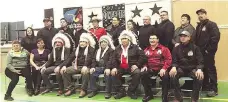  ??  ?? Peacekeepe­rs at Pelican Narrows graduate from training in March 2018. They are receiving additional training to become Community Safety Officers, which will give them additional powers to enforce bylaws.