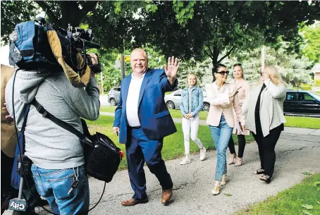  ?? NATHAN DENETTE/THE CANADIAN PRESS ?? It’s safe to assume the chaos and distractio­ns that followed Doug Ford on the campaign trail will come to Queen’s Park, Chris Selley writes, but other prediction­s, such as whether the PCs will find the billions in efficienci­es they expect, are tough to...