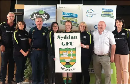  ??  ?? Pictured at the launch by Syddan GAA Club of its Healthy Club Project were (l-r): Frank Clare; Deirdre Dillon; Robbie Sheehy, Chairman; Laura Skelly; Orlaith Duff; Mary Meade, Club Health and Wellbeing Officer; Jack Carry and Ciara Curran. The Project aims to embrace a healthy eating philosophy and other programmes providing members with supports not just for their physical but also their emotional and social wellbeing.