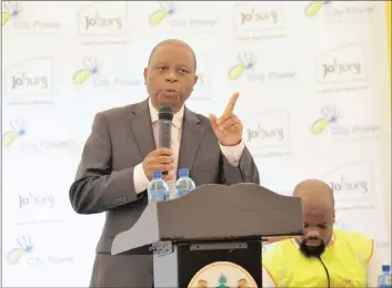  ?? PICTURE: MATTHEWS BALOYI ?? TO THE PEOPLE: Joburg mayor Herman Mashaba at the Meriting informal settlement during the preelectri­fication launch.