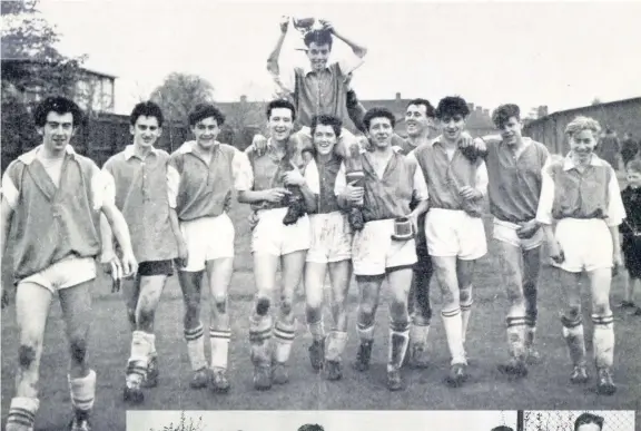  ??  ?? Above: Jubilant captain John Foxall is carried shoulder high by his team mates