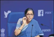  ?? HT ?? During a meeting, Nirmala Sitharaman reviewed credit extended by lenders, including a detailed analysis of ECLGS.