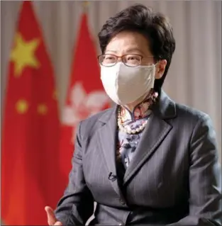  ?? EDMOND TANG / CHINA DAILY ?? The chief executive of the Hong Kong Special Administra­tive Region, Carrie Lam Cheng Yuet-ngor, speaks during an exclusive interview with China Daily in the city on Dec 9.