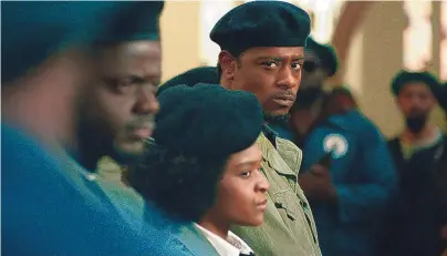  ?? COURTESY OF WARNER BROS. PICTURES ?? From left, Daniel Kaluuya, Dominique Thorne and Lakeith Stanfield in a scene from “Judas and the Black Messiah.”