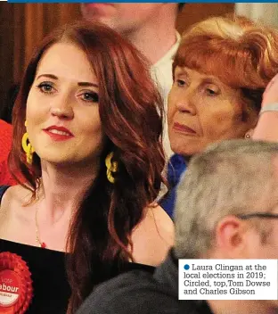  ??  ?? ●●Laura Clingan at the local elections in 2019; Circled, top,Tom Dowse and Charles Gibson